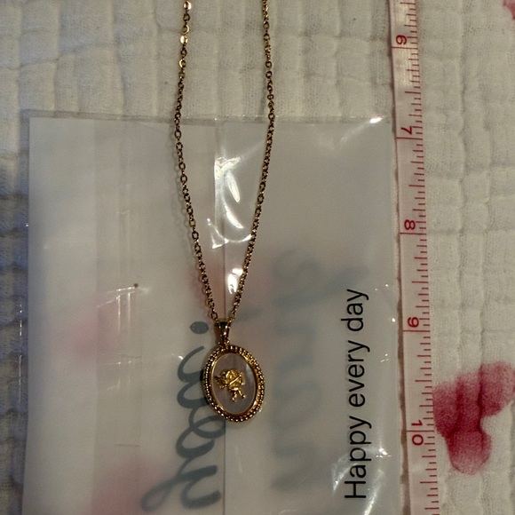 Gold Pendant Necklace with Oval Charm - Picture 9 of 9
